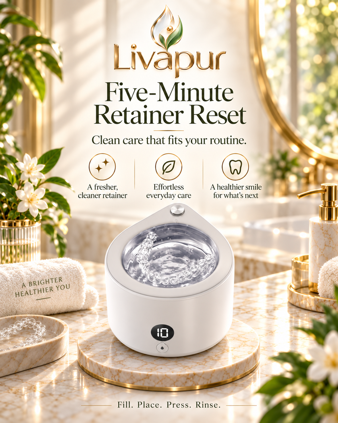 Livapur cleaner with power adapter and included accessories