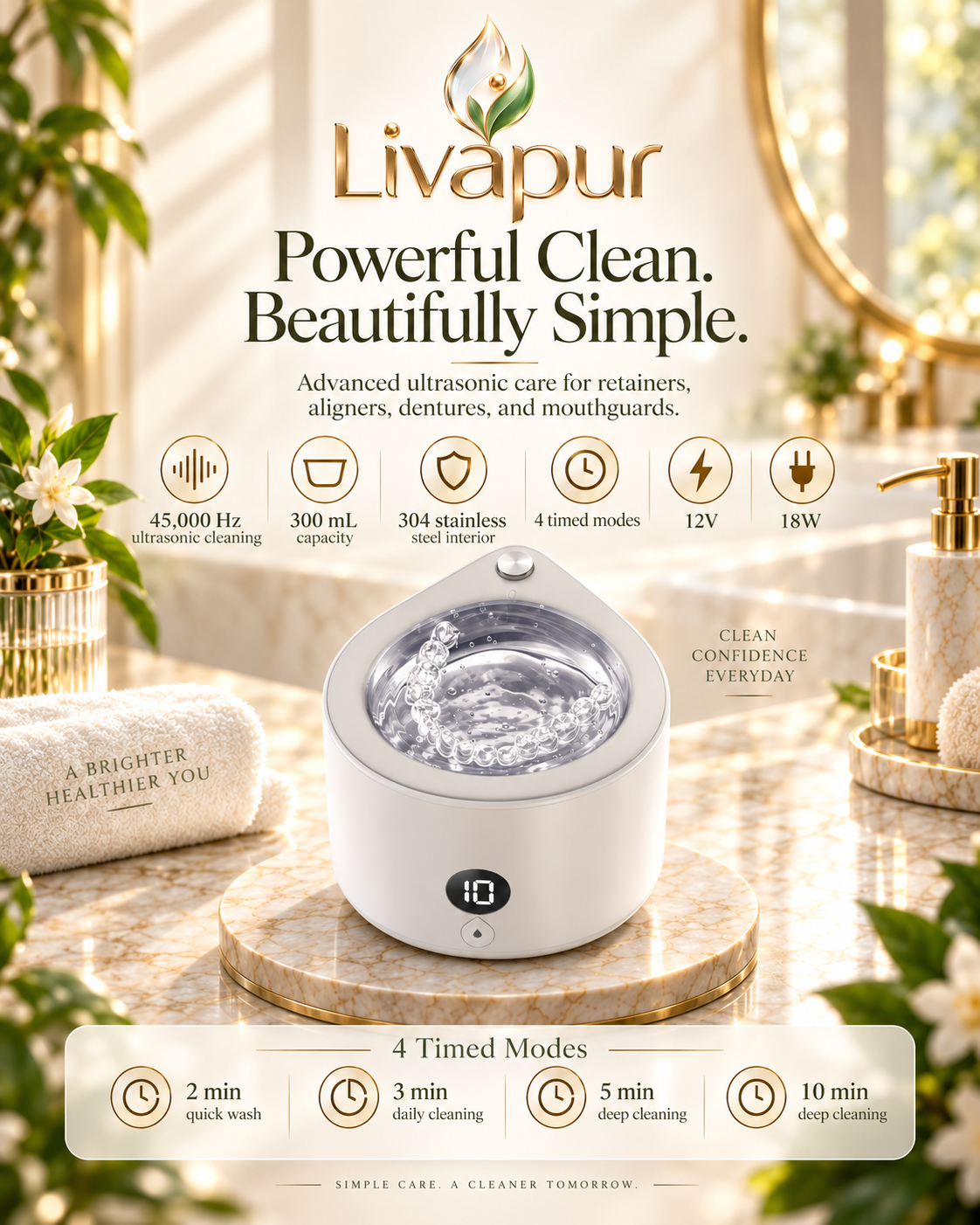Livapur cleaner placed on a bathroom countertop