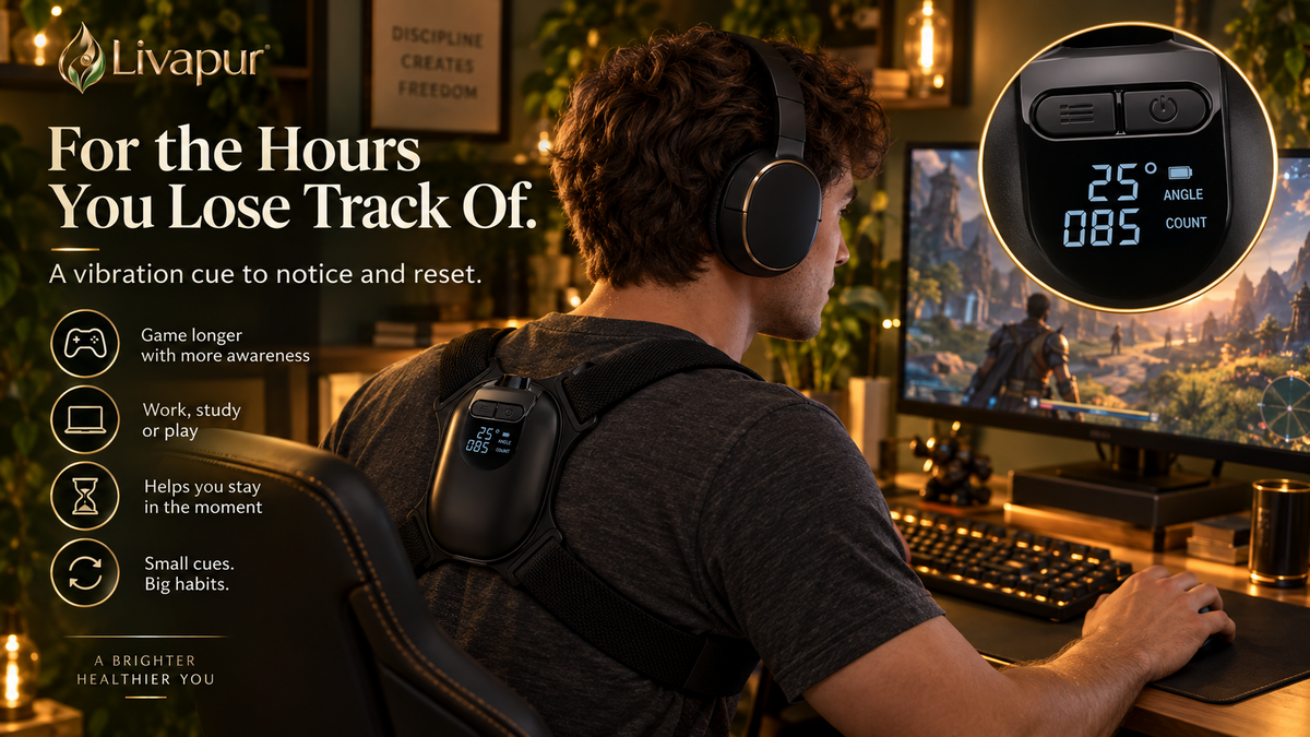 Smart Posture Reminder worn while gaming